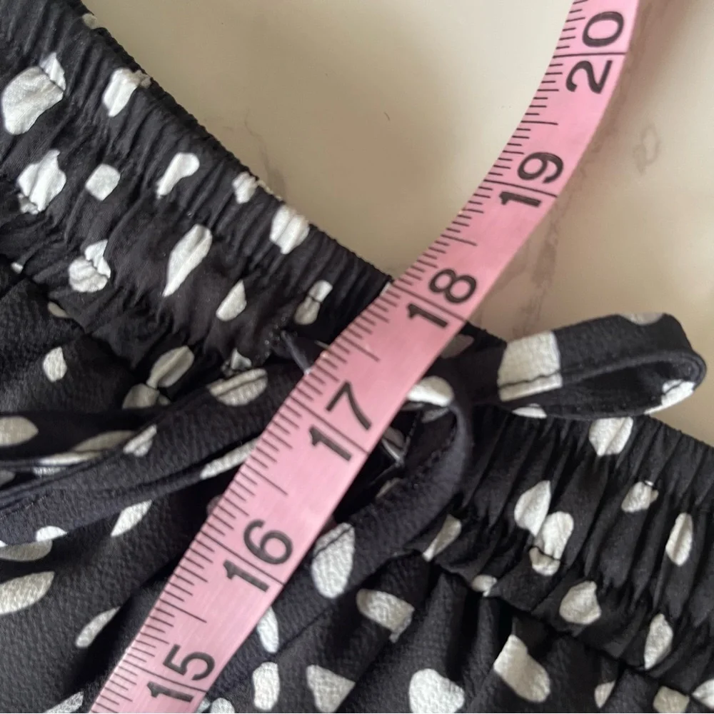 Polka Dot Skater Skirt - Black & White, Stretchy High-Waist, Pleated